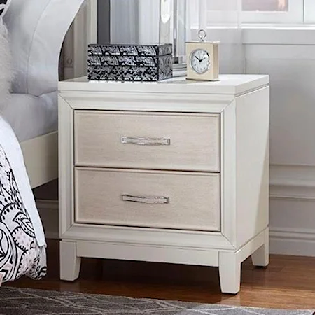 Two Drawer Nightstand with Chrystal Embellished Drawer Pulls